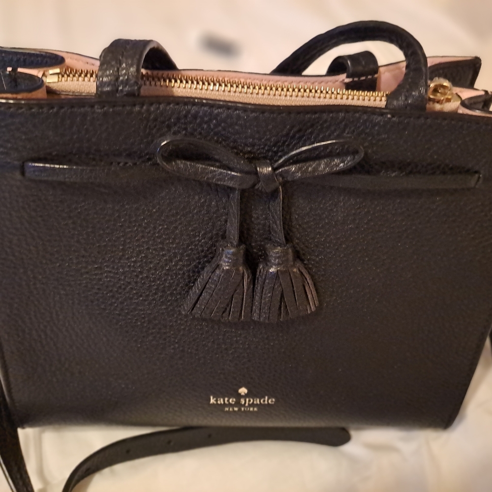 KATE SPADE Black Leather Handbag,EUC